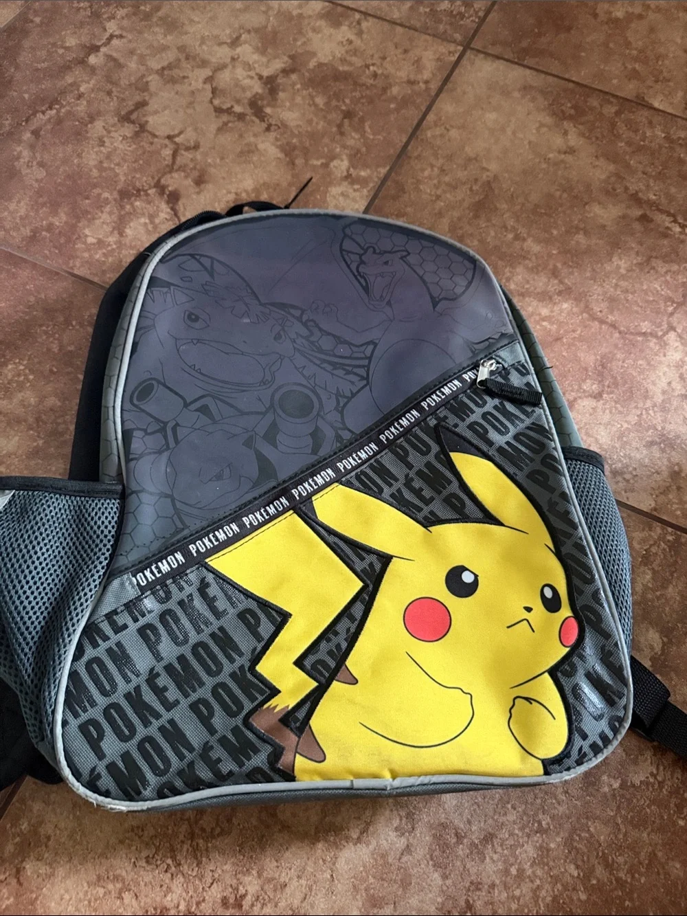 Pikachu Kids Backpack - Yellow & Gray Design